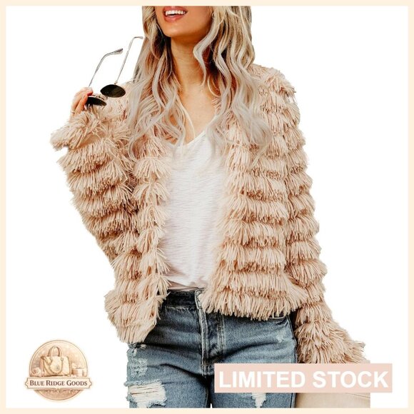 Jackets & Blazers - Faux Fur Cardigan Open Front Shaggy Jacket Vintage Y2K Chic Oversized Coat